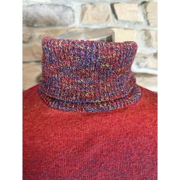 Clip-Art Paris Colorful Turtle Neck Sweater Orange Purlple Sz S/M Artsy - Picture 2 of 10